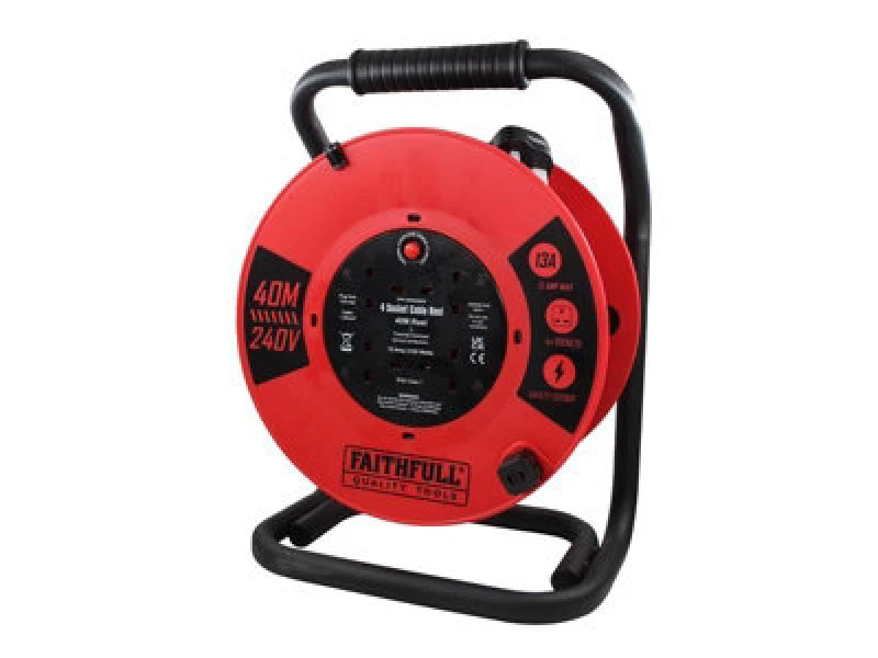 Image of Faithfull Power Plus 13A 4 Socket Open Cable Reel 240v XP06-E1 Length: 40m