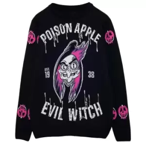Image of Disney Mens Evil Witch Villains Knitted Jumper (S) (Black/Pink)