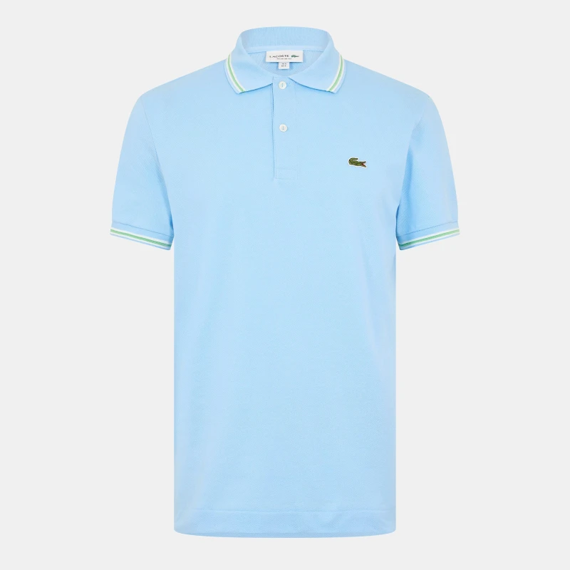 Image of Lacoste Mens Tipped Short Sleeve Polo Shirt Blue HBP male S