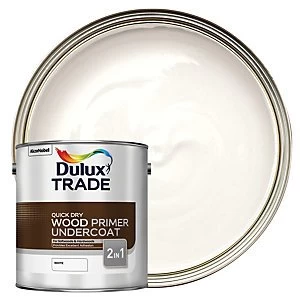 Image of Dulux Trade Quick Dry Wood Primer & Undercoat Paint - White 2.5L
