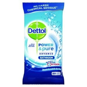 Image of Dettol Power&Pure Advance Bathroom Wipes 80 Sheets Pack of 4