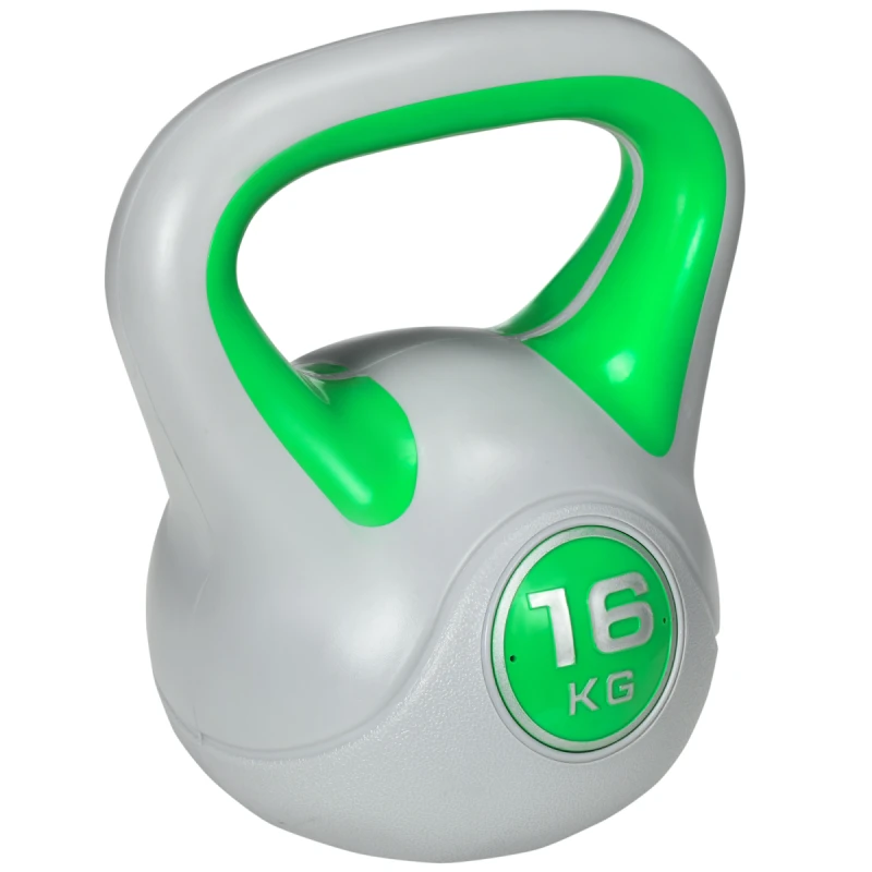 Image of SPORTNOW SPORTNOW 16kg Kettle Bell with Handle for Home Gym, Green and Grey