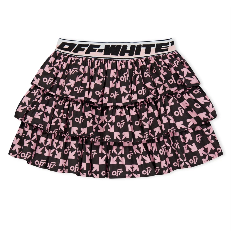 Image of Off White Kids Poplin Skirt, Fabric Design Black/Pink female 10Y