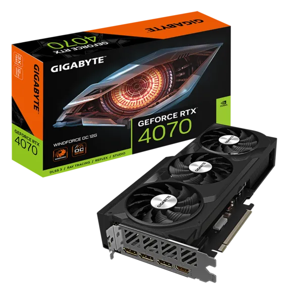 Image of Gigabyte Gigabyte GeForce RTX 4070 WINDFORCE OC V2 12G Graphics Card - 12GB GDDR6 192bit PCI-E 4.0 2490MHz Core Clock 3 x DisplayPort 1.4a 1 x HDMI 2.
