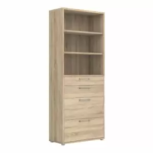 Image of Prima Bookcase with 5 Shelves and 2 File Drawers, Oak
