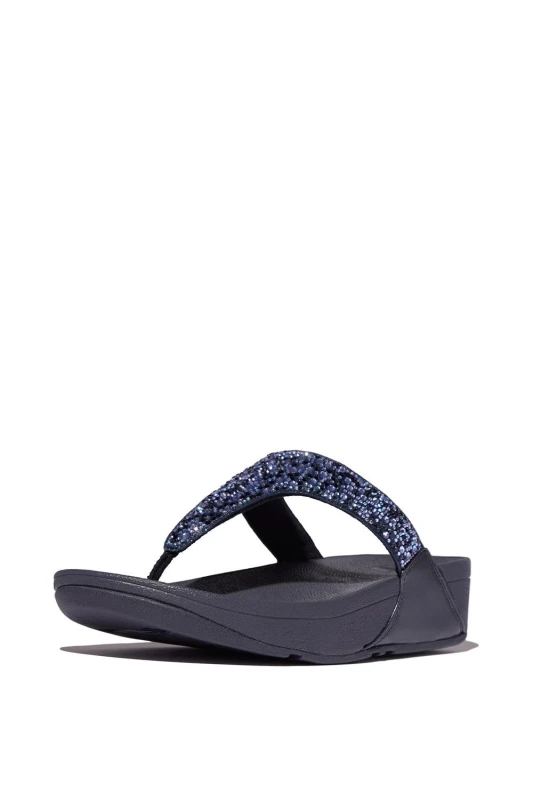Image of FitFlop Womens Lulu Toe Post Hotfix Sandal in Navy Size: 7 Navy Female 7