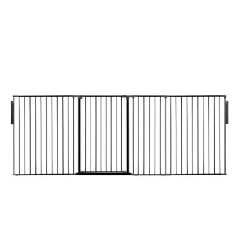 Image of Safetots Premium Extra Tall Room Divider, Up To 272Cm Wide, Black, 105Cm Tall, Multi Panel Barrier For Baby And Toddler