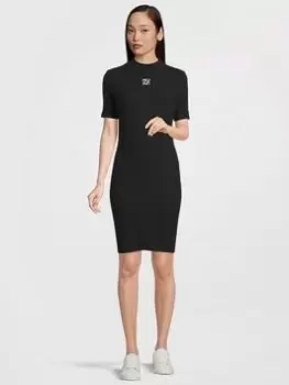 Image of HUGO Narcissa Jersey Dress - Black, Size XS, Women