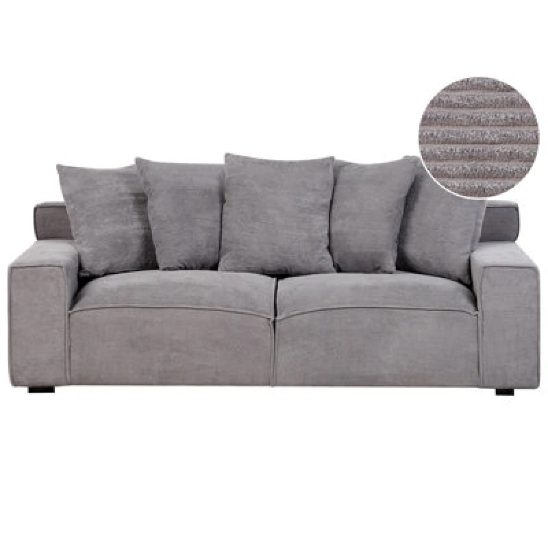 Image of Beliani Sofa 3 Seater Viskan Corduroy Dark Grey