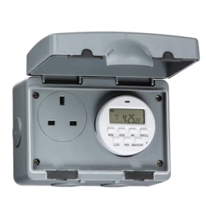 Image of KnightsBridge 13A 1 Gang 7 Day Digital Timer Double Pole IP66 Weatherproof Socket