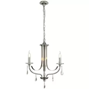 Image of Ceiling Chandelier Pendant 3 Light E14 Polished Chrome, Satin Nickel, Clear Crystal - Luminosa Lighting