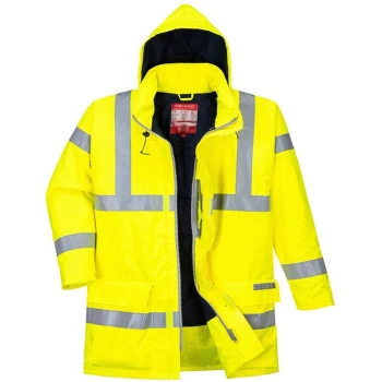 Image of Portwest S778YERS - sz S Bizflame Rain Hi-Vis Antistatic FR Jacket - Yellow