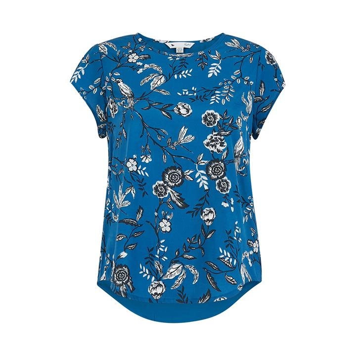 Image of Yumi Blue Bird Print Blouse - 8