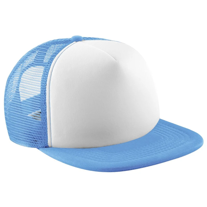 Image of Beechfield Vintage Snapback Mesh Trucker Cap in Mid Blue Mid Blue Unisex One Size