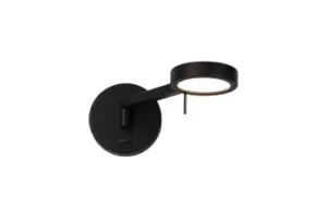 Image of Adjustable Wall Lamp , Reader, 1 x 8W LED, 3000K, Sand Black