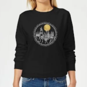 Image of Harry Potter Hogwarts Castle Moon Womens Sweatshirt - Black