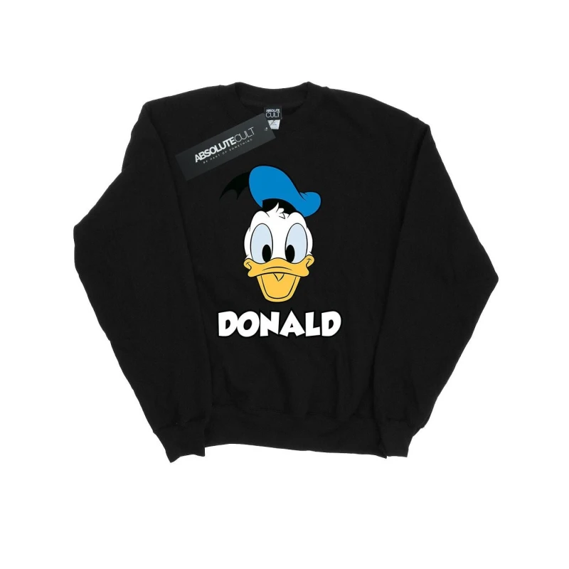Image of Disney Men Donald Duck Face Sweatshirt in Black Size: 3X-Large Black XXXL Male 5057245591089