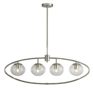 Image of 4 Light Pendant Bar Satin Silver, Glass, E27