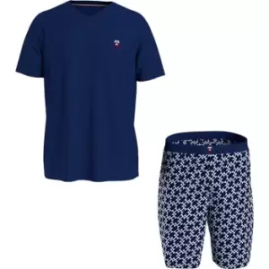 Image of Tommy Hilfiger Ss Tee Woven Set Print - Blue