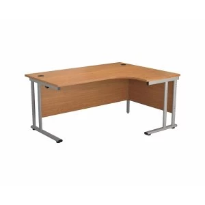 Image of TC Office Start Silver Cantilever Frame Right Hand Crescent Desk 1800x1200mm, Oak
