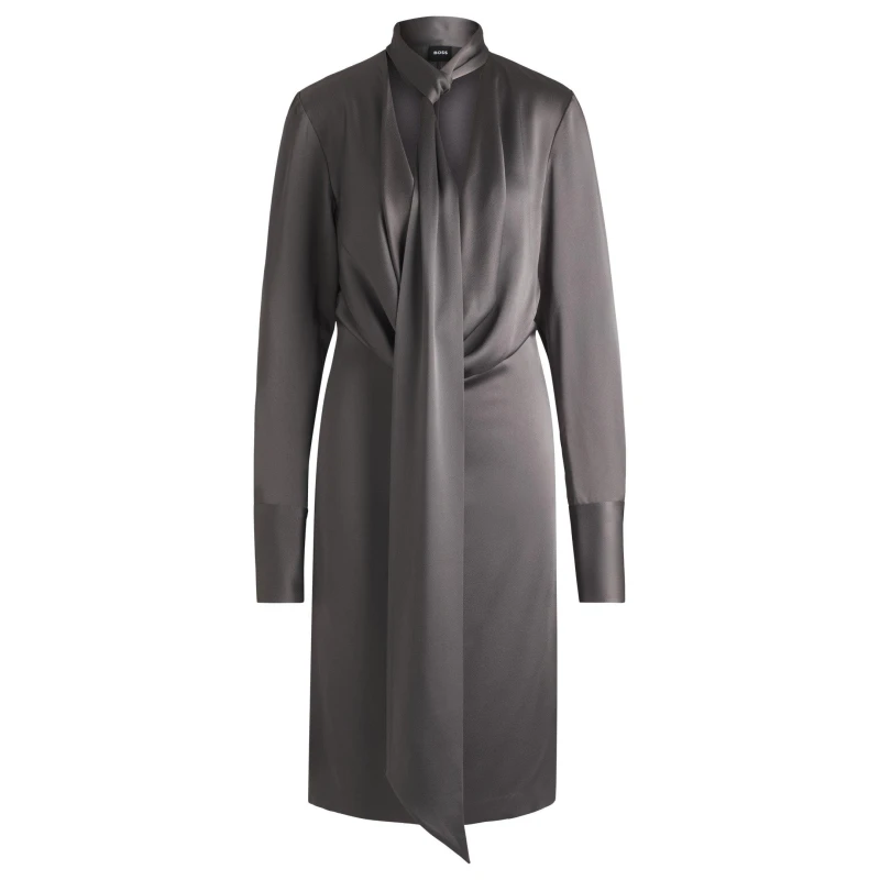 Image of Boss Womens Bascarva Relaxed Fit T-Shirt Dress Open Grey female 6 (XS)