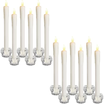 Image of LED Dinner Candles incl. Candlesticks - Set of 12