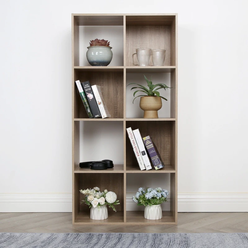 Image of Home Garden Direct Jane - 4x2 Bookcase - Cube storage boxes (Oak) in Light Oak Size: 1 Pack Light Oak Unisex 1 Pack