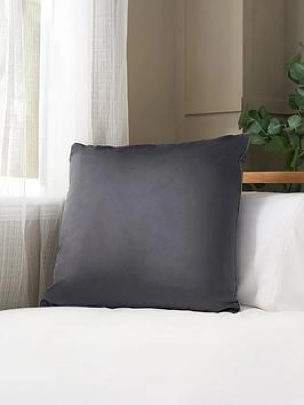 Image of BHS Large Velour Piped Cushion in Natural Natural Unisex
