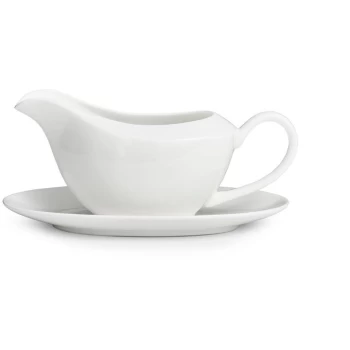 Image of Hotel Collection Gravy Boat & Stand - White