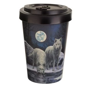 Image of Lisa Parker Warriors of Winter Wolf Reusable Screw Top Bamboo Composite Travel Mug