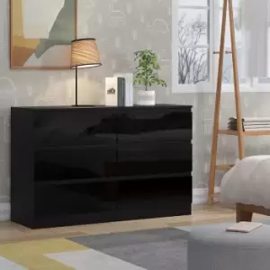 Image of Fwstyle - Stora 6 Drawer Chest of Drawers Black Gloss Drawers - Black
