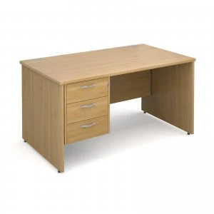 Image of Maestro 25 PL Straight Desk With 3 Drawer Pedestal 1400mm - OAK Panel