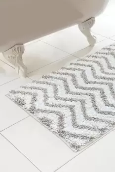 Image of Akari Zig Zag Absorbent Bath Mat Super Soft Shower/ Bathroom Rug Cream/ Taupe