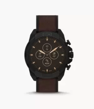 Image of Fossil Men Hybrid Smartwatch HR 44mm Bronson Dark Brown Leather