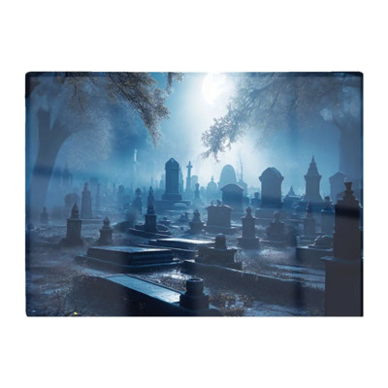 Image of Warren Reed Designer A Moonlit Graveyard Glass Chopping Board