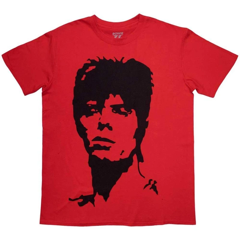 Image of David Bowie David Bowie Men 1973 Monochrome T-Shirt in Red Size: large Red L Male 5063574131476