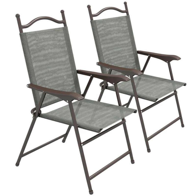 Image of Outsunny Patio Chairs w/ Foldable Design - Dark Grey 84G-298V00CG