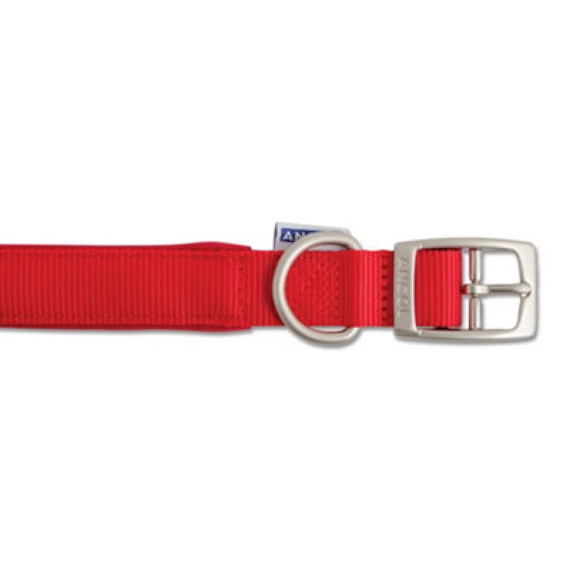 Image of Heritage Nylon Padded Collar Red 25mm X45-54cm Sz 6
