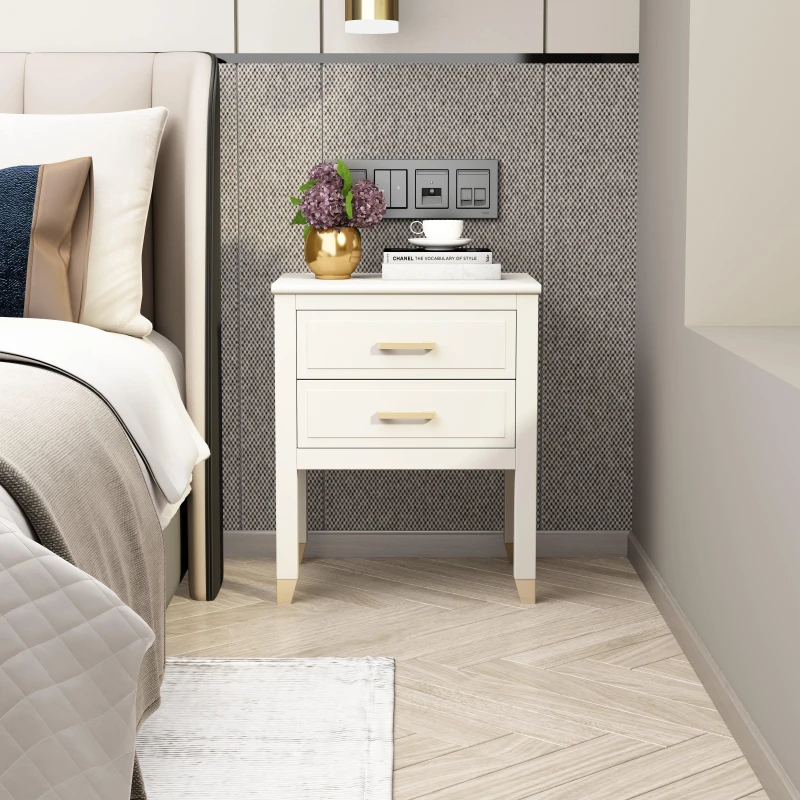 Image of Cabinet Bits Palazzi 2 Drawer Bedside Table in Off-White Off-White Unisex