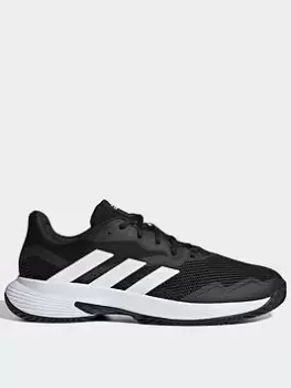 Image of adidas Courtjam Control Tennis Shoes, Black/White, Size 6, Men