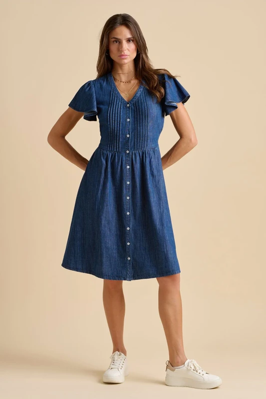 Image of Brakeburn Womens Sandsfoot Knee Length Dress in Navy Size: 8 Navy Female 8