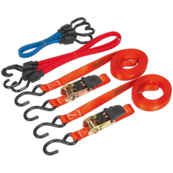 Image of Sealey 6 Piece Tie Down Ratchet and Bungee Cord Set