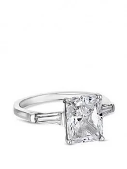 Image of Simply Silver Sterling Silver 925 Emerald Cut Tri-Stone Ring