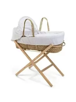 Image of Clair De Lune Waffle White Palm & Natural Folding Stand, White