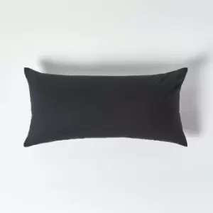 Image of Black Continental Egyptian Cotton Pillowcase 200 Thread Count, 40 x 80cm - Black - Black - Homescapes