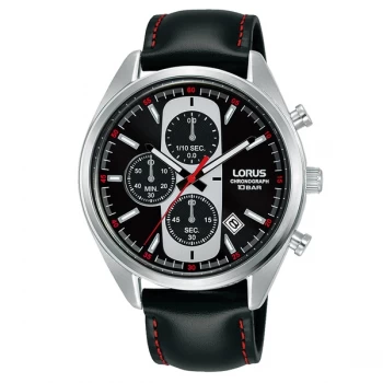 Image of Lorus RM359GX9 Mens Black Strap Black Dial Chronograph Watch
