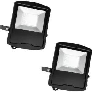 Image of 2 PACK Slim Outdoor IP65 Floodlight - 100W Daylight White LED - High Output