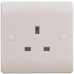 Image of ESR Sline 13A White 1G Single 230V UK 3 Pin Unswitched Electric Wall Socket
