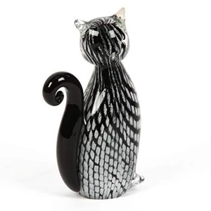 Image of Objets d'Art Glass Figurine - Black & White Cat