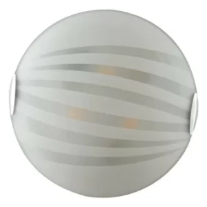 Image of Fan Europe KUNA 3 Light Patterned Glass Flush Ceiling Light White 40cm